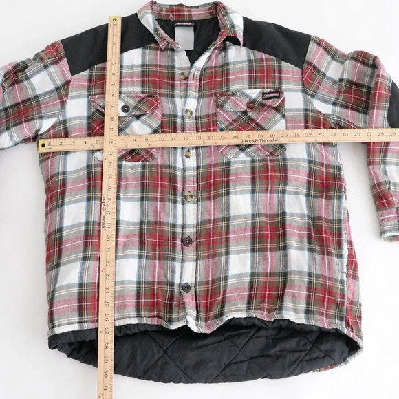 Vintage Dickies Red And Green Plaid Quilt Lined Outdoor Button Up Shacket Large - Picture 4 of 12